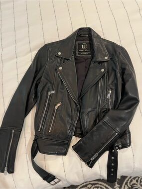 Zara TRF Women’s Black Leather Moto Jacket